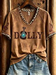 Kurzarm-T-Shirt mit Vintage-Klassik Country-Musik inspiriert Western Print Memorial