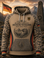 Herren-Kapuzenpullover aus Waffelstrick mit Camouflage-Print und langen Ärmeln – Veteranengedenken