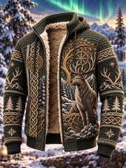 Fleece-Kapuzen jacke aus nordischem Wald für Herren