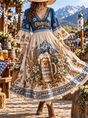 Damen-Oktoberfest-Kleid aus München mit tiefem V-Ausschnitt
