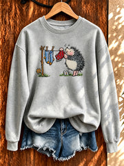 Damen-Sweatshirt mit niedlichem Igel-Print