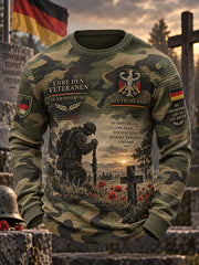 Herren-Graphic-Waffelstrick-Longsleeve mit Veteranen-Gedenkdesign