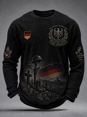 Herren-Graphic-Waffelstrick-Longsleeve mit Veteranen-Gedenkdesign