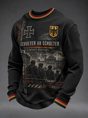 Herren-T-Shirt mit Deutschland-Volkstrauertag-Print, Waffelstruktur, langärmlig
