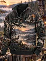 Herren-Herbstjacke mit halbem Reißverschluss und langen Ärmeln für die Jagdsaison