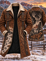 Herren-Vintage-Western-Jagdmotiv-Druck lässiger bequemer Mantel