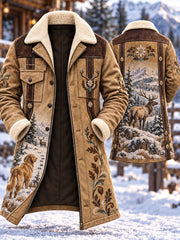 Herren-Vintage-Western-Jagdmotiv-Druck lässiger bequemer Mantel
