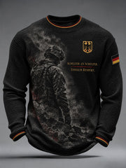 Herren-T-Shirt mit Deutschland-Volkstrauertag-Print, Waffelstruktur, langärmlig