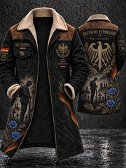 Herren-Langmantel mit Fleecefutter und Grafikdruck zum Veteranengedenken