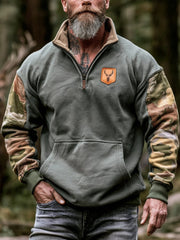 Herren-Retro-Farbkombi-Sweatshirt mit Reißverschluss für draußen