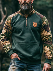 Herren-Retro-Farbkombi-Outdoor-Kapuzenjacke mit Reißverschluss