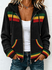 Damen-Strickcardigan mit Kapuze im Reggae-Stil, besonders kuschelig