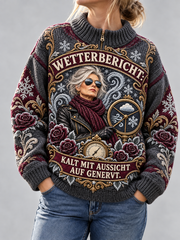 Witziger Slogan-Strickpullover