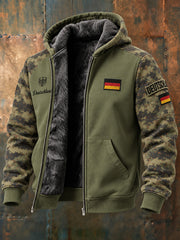 Herren-Camouflage-Kapuzenjacke mit langen Ärmeln und Gedenkdruck für Veteranen