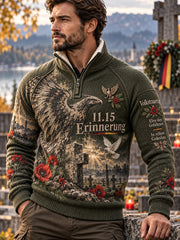 Herren-Grafik-Strickrollkragenpullover zum Gedenken am Nationalen Trauertag
