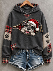 Weihnachts-Kapuzenpullover für Damen mit Schnauzer-Muster