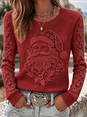Damen Vintage Weihnachts mann Weihnachts Waffel T-Shirt