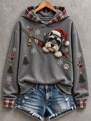 Frauen Weihnachts schnauzer Muster Hoodie