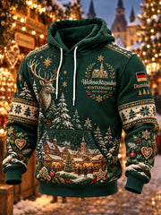Herren-Kapuzenpullover mit weihnachtlichem Grafik-Print