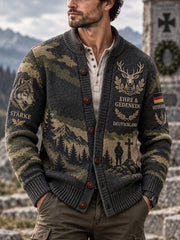Grafischer Strickcardigan für Herren zum Gedenken an Veteranen