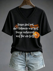 Damen-T-Shirt mit Glühwein-Print und kurzen Ärmeln