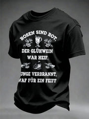 Herren-T-Shirt mit Glühwein-Print und kurzen Ärmeln