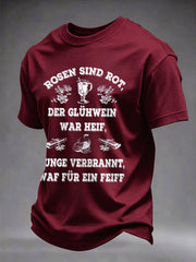 Herren-T-Shirt mit Glühwein-Print und kurzen Ärmeln