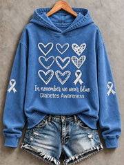 Damen-Hoodie mit Aufdruck zum Thema Diabetes, lässig geschnitten
