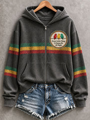 Damen-Kapuzen-Cardigan „Every Little Thing Is Gonna Be All Right“