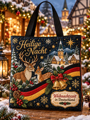Weihnachtlich gestaltete Handtasche mit Aufdruck