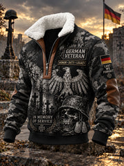 Herren-Kapuzenpullover mit Fleece-Innenfutter und hohem Kragen, bedruckt mit einem Motiv zum Gedenken an Veteranen