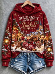 Weihnachts-Kapuzenpullover für Damen mit Dackelmotiv