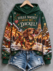 Weihnachts-Kapuzenpullover für Damen mit Dackelmotiv