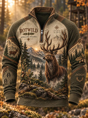 Herren-Herbstjacke mit halbem Reißverschluss und Stehkragen für die Jagdsaison
