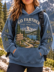 Damen-Wildnis-Trail-Print Wanderfreunde-Kapuzenpullover