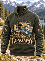 Herren-Wander-Hoodie mit Reißverschluss und Wildnis-Trail-Print für Wanderfreunde
