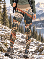 Damen-Wildnis-Trail-Print-Leggings für Wanderfreunde