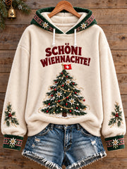 Damen-Kapuzenpullover aus Flanell mit weihnachtlichem Schweiz-Motiv