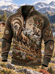 Herren-Herbstmode-Pullover mit halbem Reißverschluss und Stehkragen