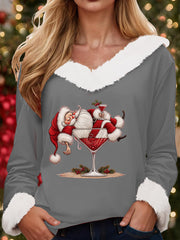 Lustiger Damen-Pullover mit Rundhalsausschnitt und Weihnachtsmann-Print