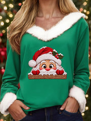 Lustiger Damen-Pullover mit Rundhalsausschnitt und Weihnachtsmann-Print
