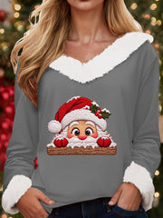 Lustiger Damen-Pullover mit Rundhalsausschnitt und Weihnachtsmann-Print