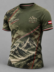 Herren-Grafik-T-Shirt mit kurzen Ärmeln zum Thema Veteranengedenken