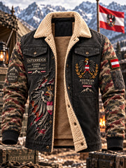 Herrenjacke mit Fleece-Innenfutter und grafischen Motiven zum Thema Veteranen
