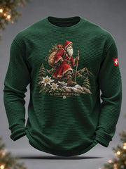 Herren-Sweatshirts mit weihnachtlichem Schweizer Motiv und Waffelstruktur