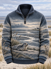 Herren-Flanell-Sweatshirt mit Küstenmotiv