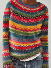 Isländischer Damenpullover mit Rundhalsausschnitt, locker geschnitten