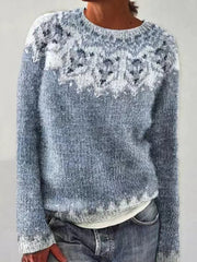 Frauen Isländischer Pullover, Rundhals, lockerer Pullover