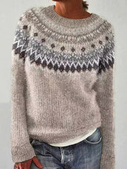 Isländischer Damenpullover mit Rundhalsausschnitt, locker geschnitten