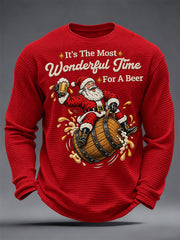 Herren-Weihnachtsdruck-Waffelpiqué-Longsleeve